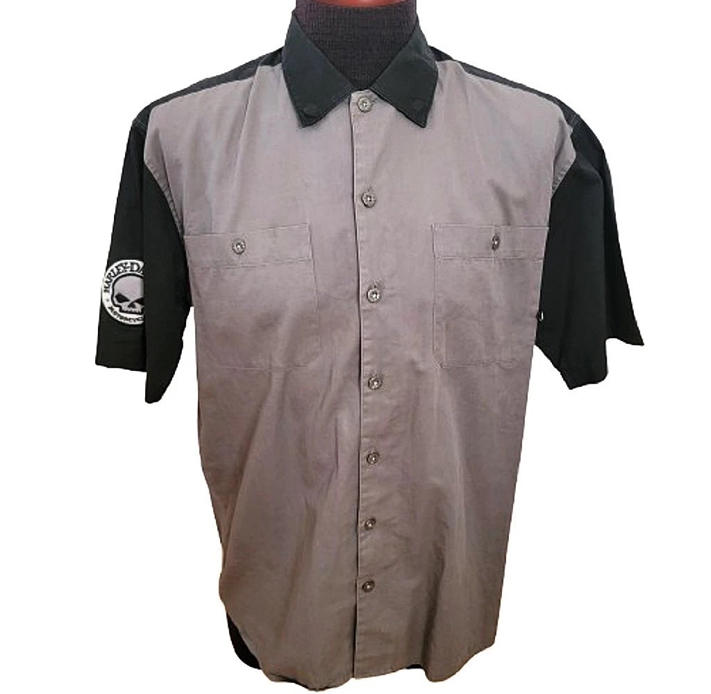 Vintage Harley Davidson color block gray black shirt