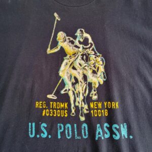 U.S. Polo Double Horse Rider Black Tee-shirt front design.
