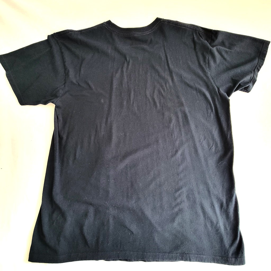 Plain back view of U.S. Polo Double Horse Rider Black Tee-shirt.