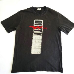 Dirty Denim black t-shirt with a faded, distressed graphic design on the front.