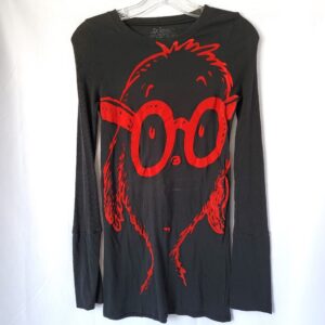 Dr. Seuss red large face T-shirt design with large red glasses on front.