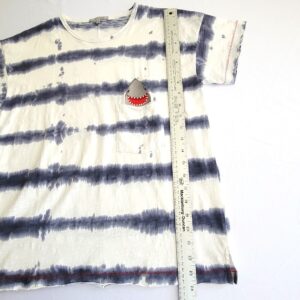 Lisa Todd Shark pocket tie dye design T-shirt front.