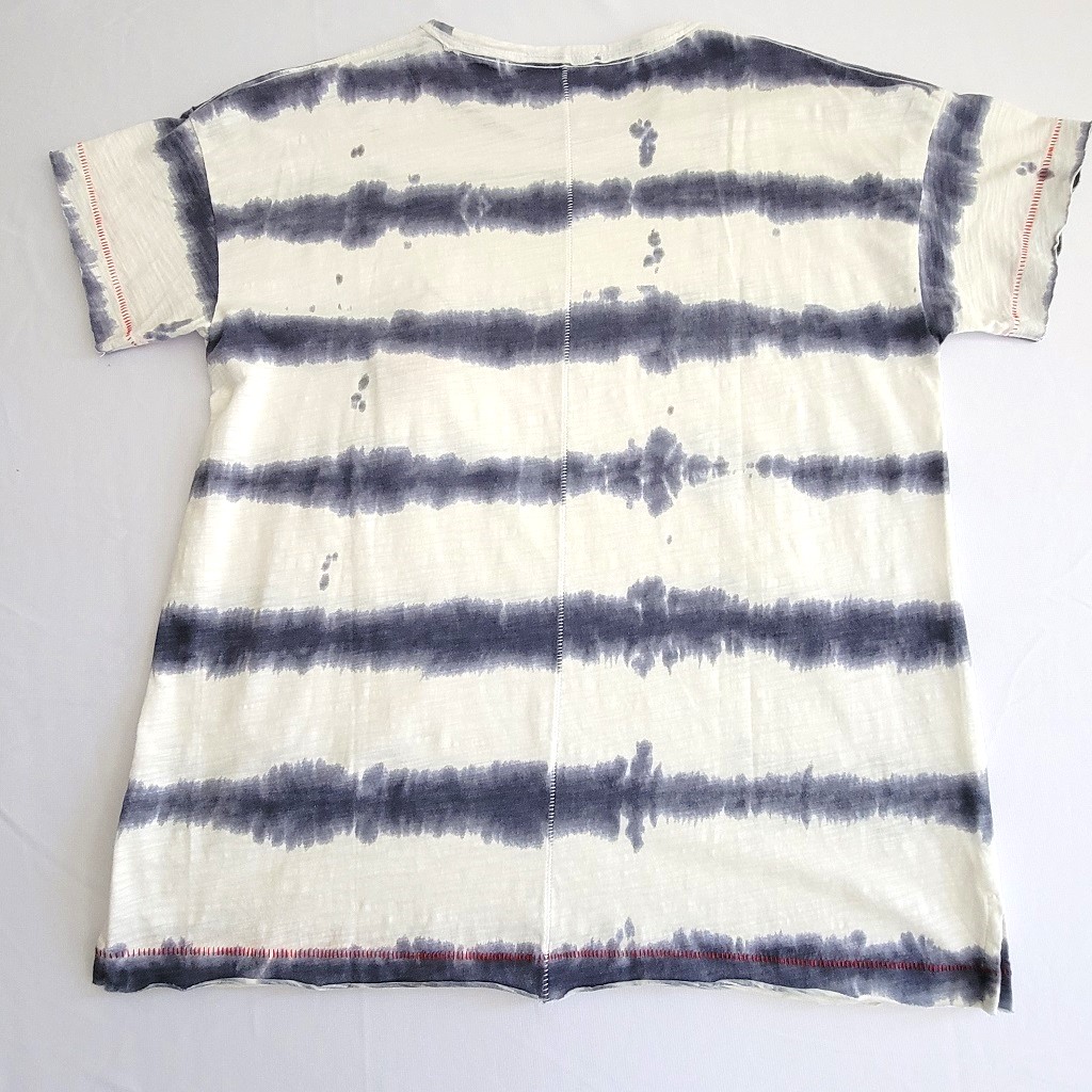 Plain back view of Lisa Todd Shark pocket tie dye design T-shirt.