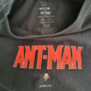 Marvel Funko Ant Man t-shirt with red graphic tiny ant design front.