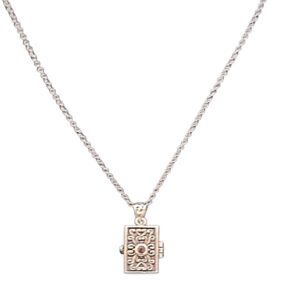 Front View of BBJ Bangkok sterling silver gemstone shaker prayer box necklace