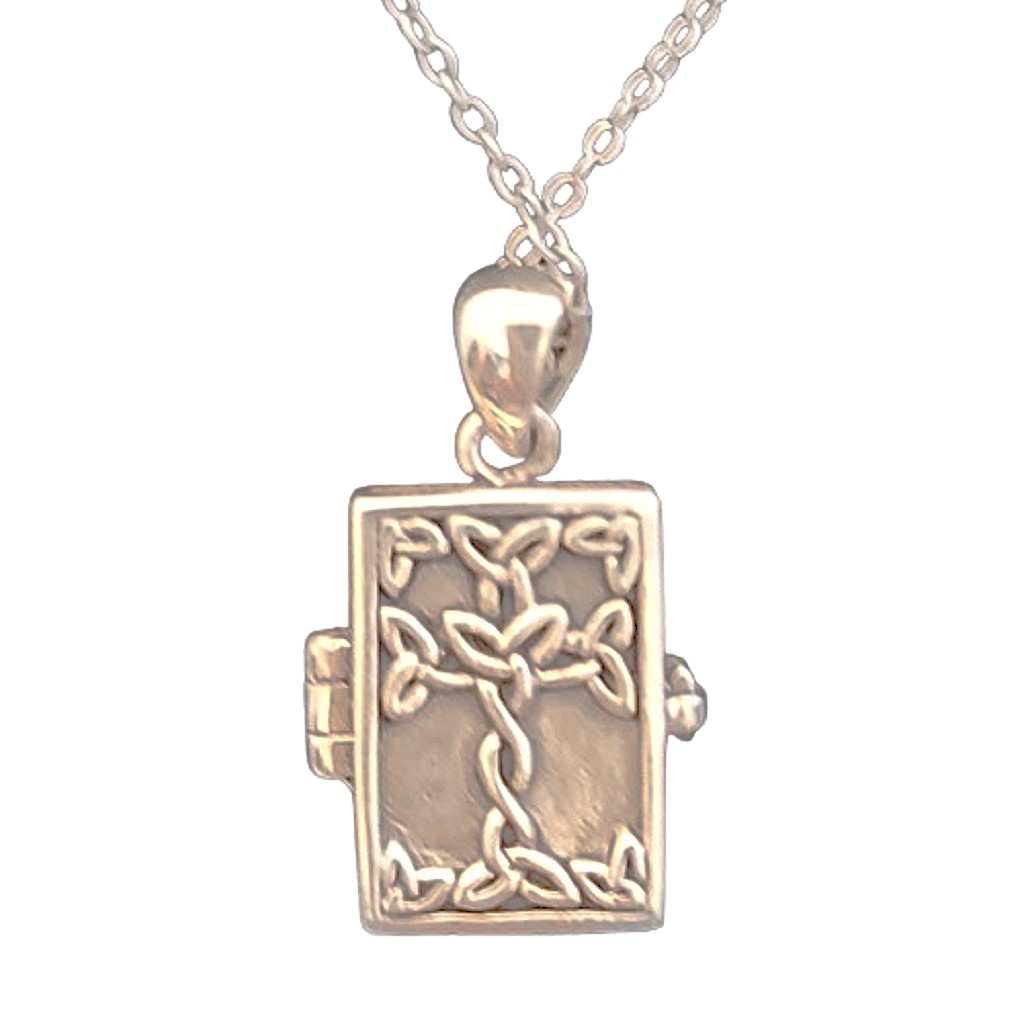 Back view of BBJ Bangkok sterling silver gemstone shaker prayer box necklace