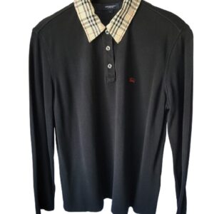 Burberry London Women black check collar sweater front view