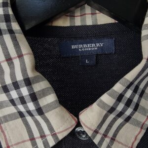 Burberry London Women black check collar sweater Collar Tag