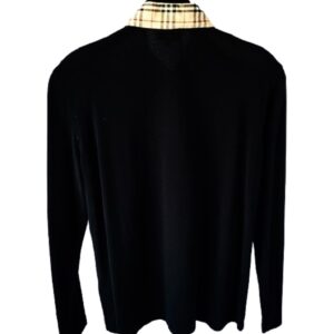 Burberry London Women black check collar sweater back view