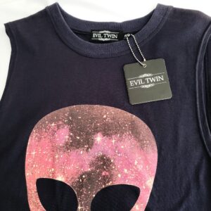 Evil Twin Alien Galaxy front view with original tag muscle style sleeveless tee