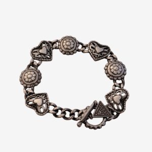 Closed view of Vintage Guess hearts flowers designs bracelet