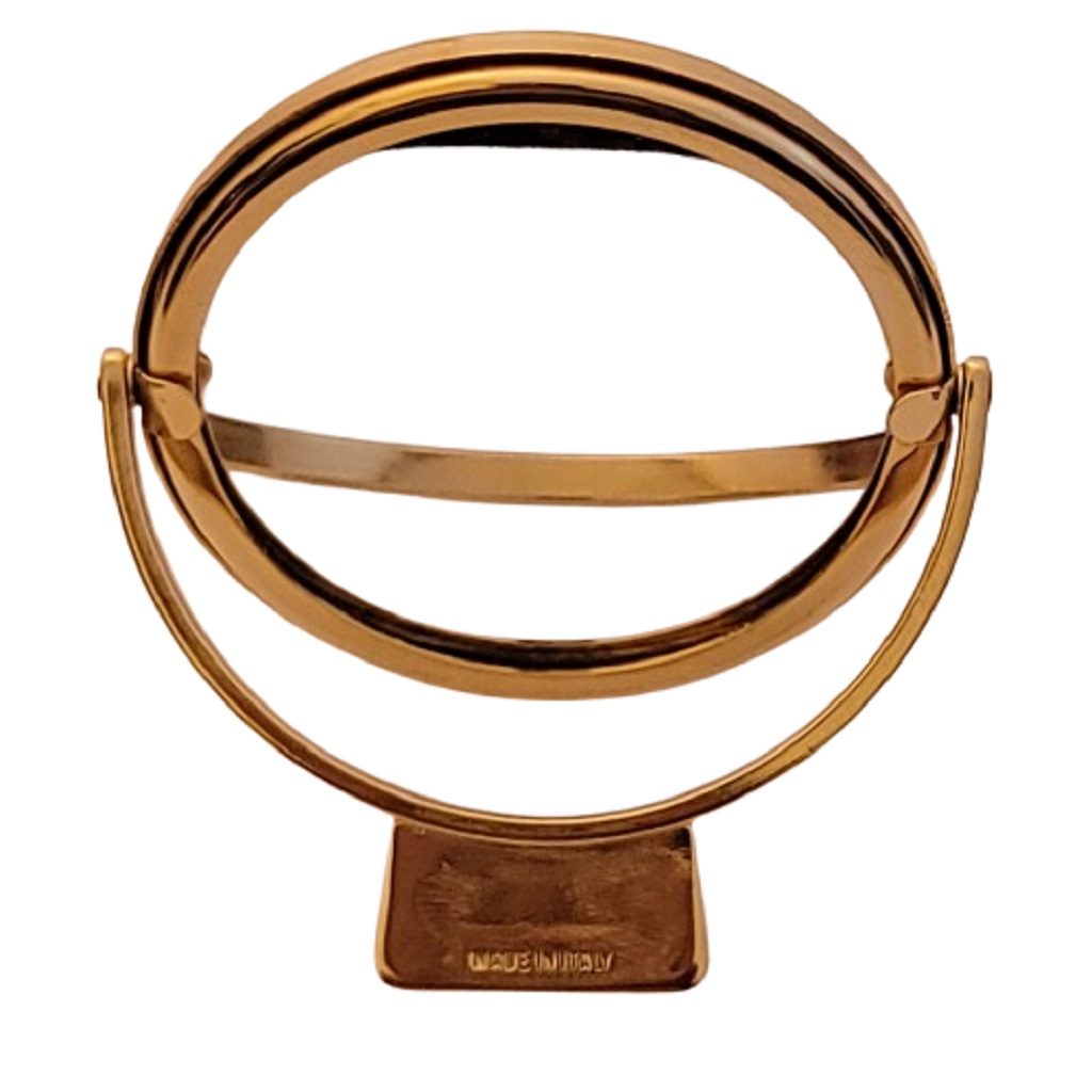 Name view of Italy Judith Leiber gold tone double sided purse mirror