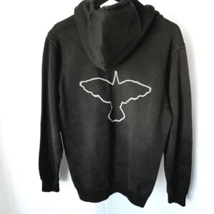 The Crow black graphic hoodie back view.