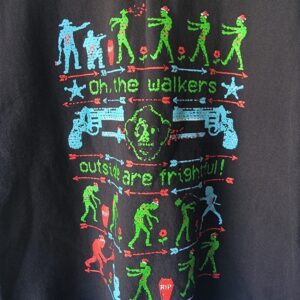 The Walking Dead Christmas graphic sweatshirt front c;lose up view