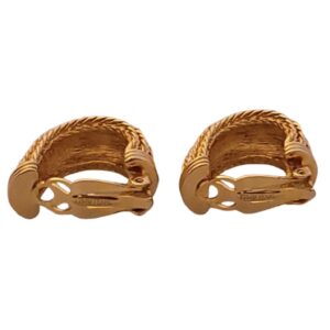 Back View of Vintage Erwin Pearl gold tone braided design clip on earrings